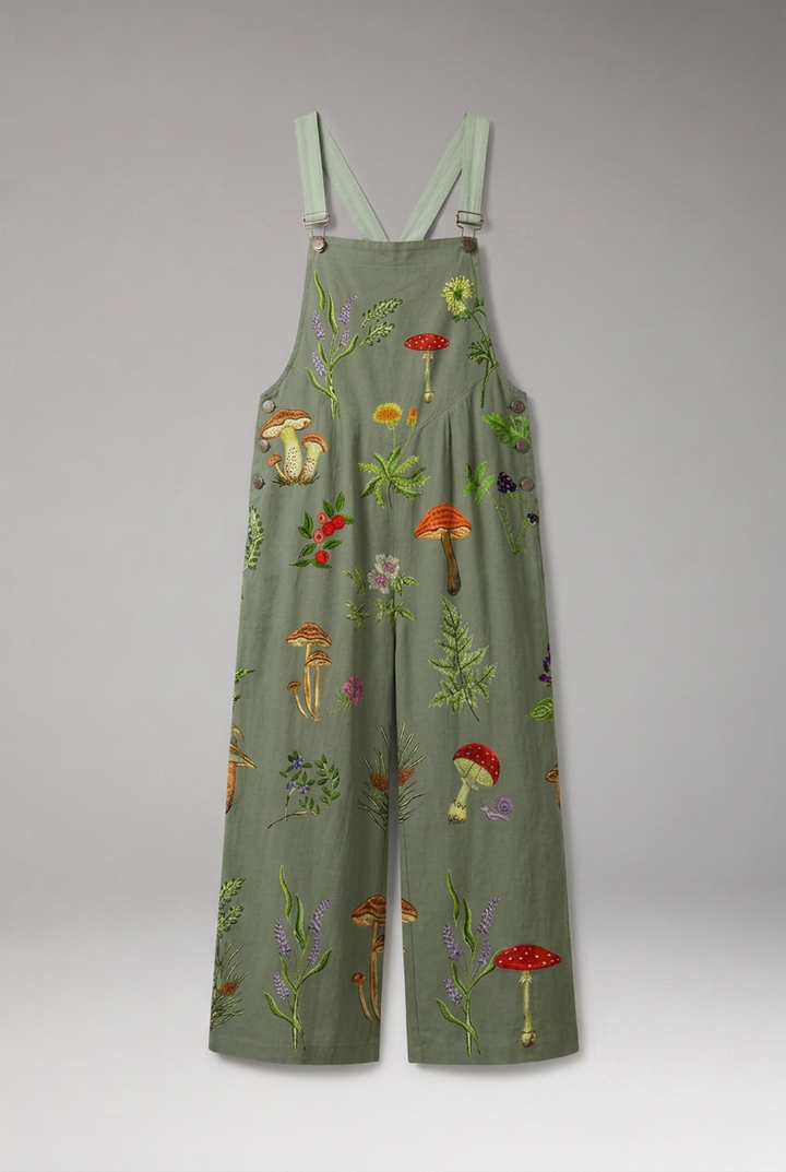 Women's Printed Jumpsuit with Adjustable Straps and Wide Legs