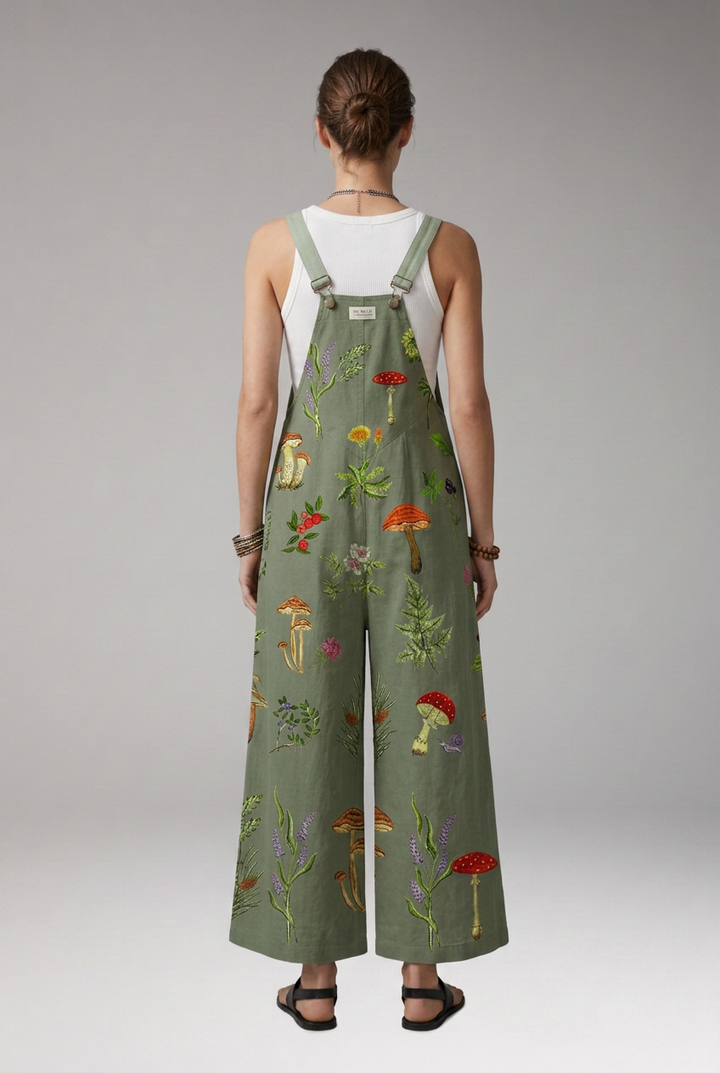 Women's Printed Jumpsuit with Adjustable Straps and Wide Legs