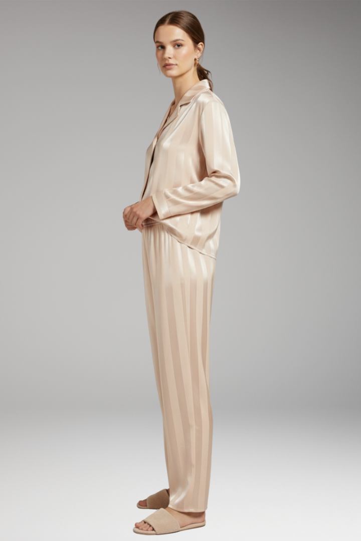 Women's Pyjama Set with Button Shirt and Straight Trousers