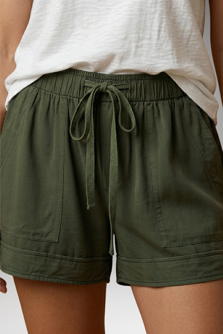 Women's Relaxed Drawstring Shorts with Adjustable Waist and Soft Fabric