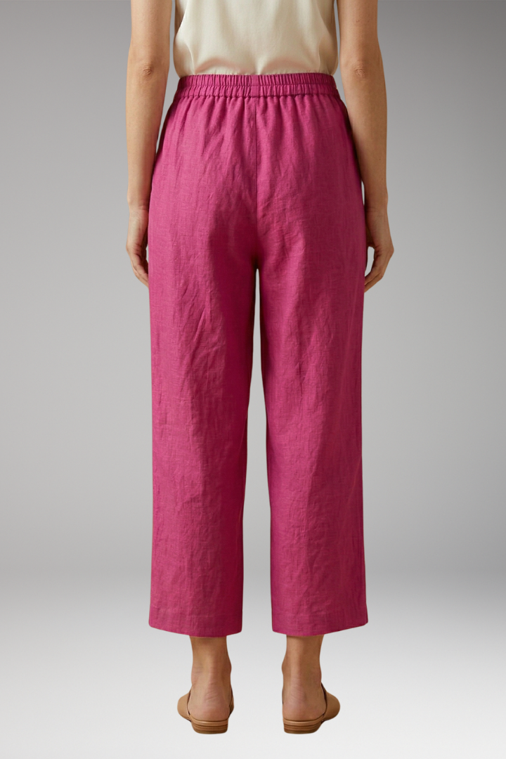 Women's Relaxed Linen-Cotton Trousers with Elasticated Waistband and Side Pockets