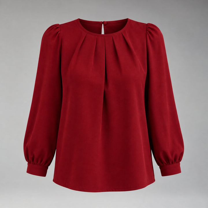 Women's Satin Blouse with Pleated Design and 3/4 Sleeves
