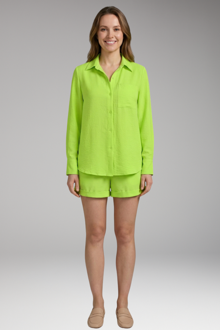 Women's Set with Buttons  Front Blazer and Pocket Shorts