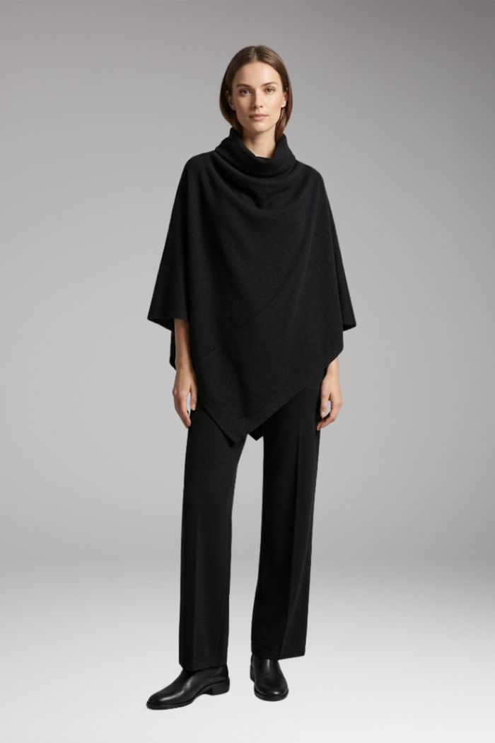 Women's Set with Poncho and Wide-Leg Pants