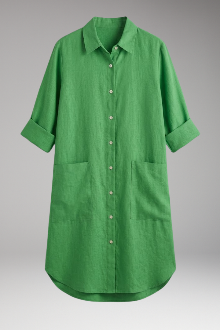 Women's Shirt Dress with Button Front and Collar Neckline
