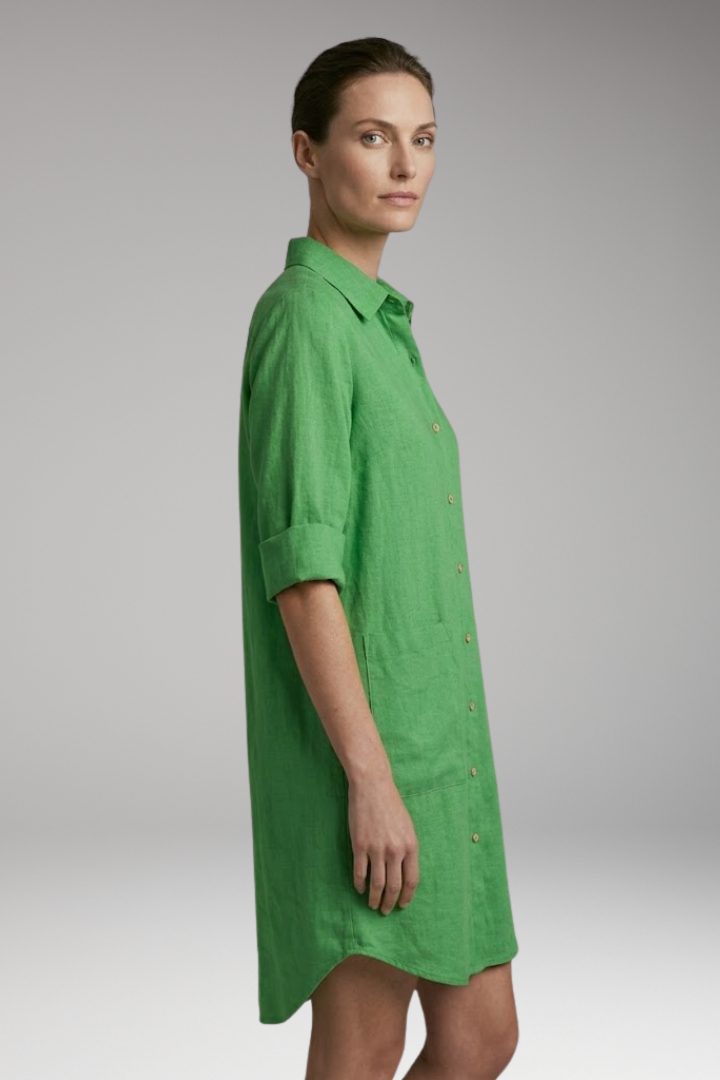 Women's Shirt Dress with Button Front and Collar Neckline