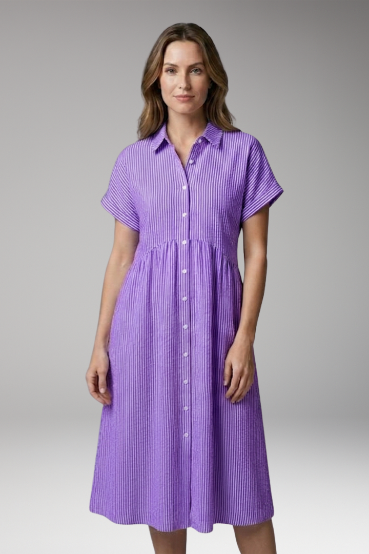 Women's Shirt Dress with Button Front and Side Pockets
