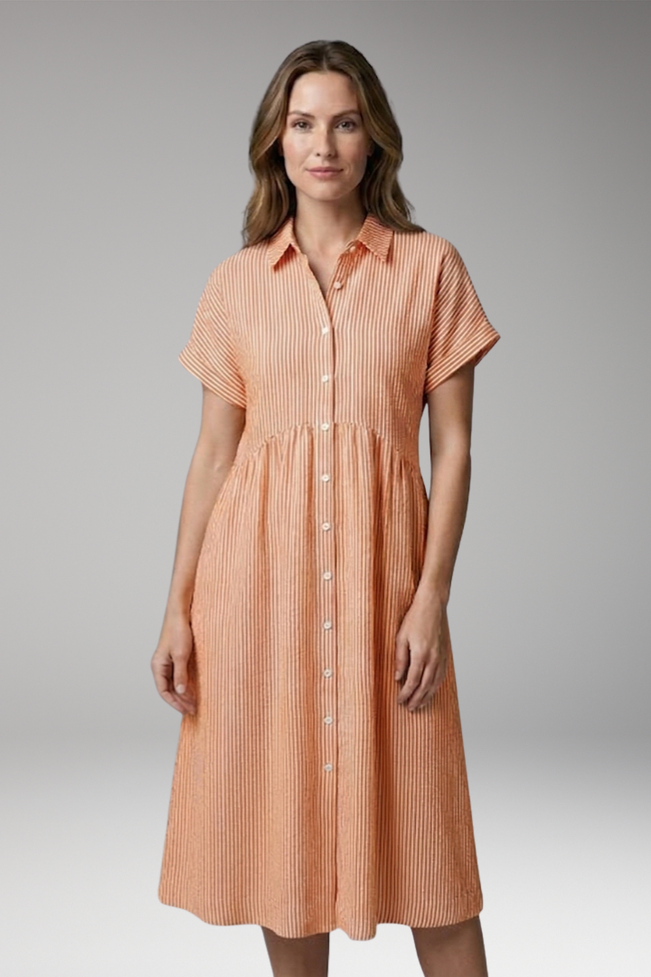 Women's Shirt Dress with Button Front and Side Pockets