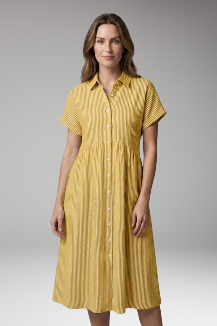 Women's Shirt Dress with Button Front and Side Pockets