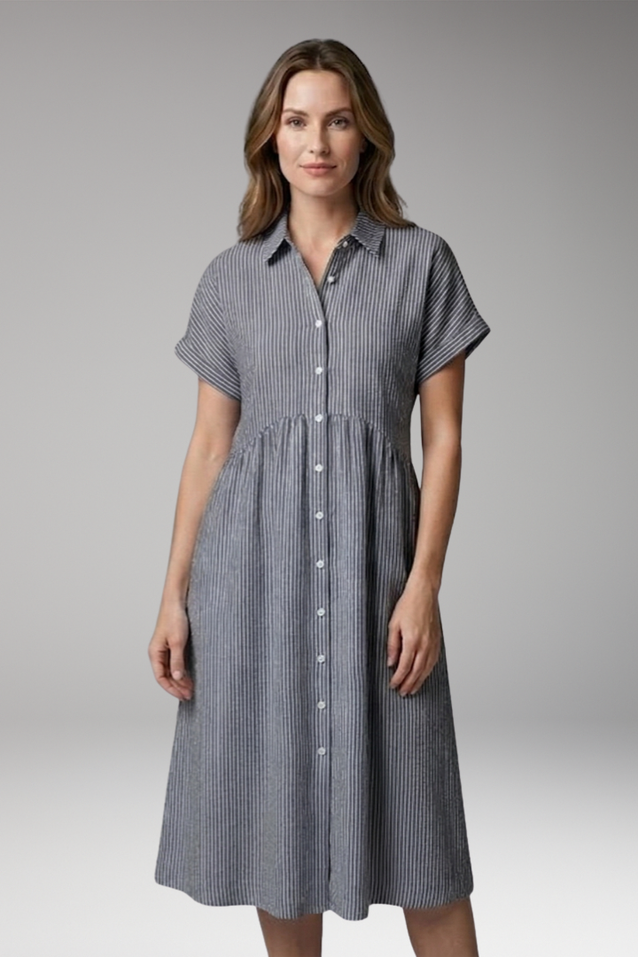 Women's Shirt Dress with Button Front and Side Pockets