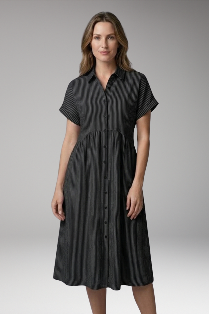 Women's Shirt Dress with Button Front and Side Pockets