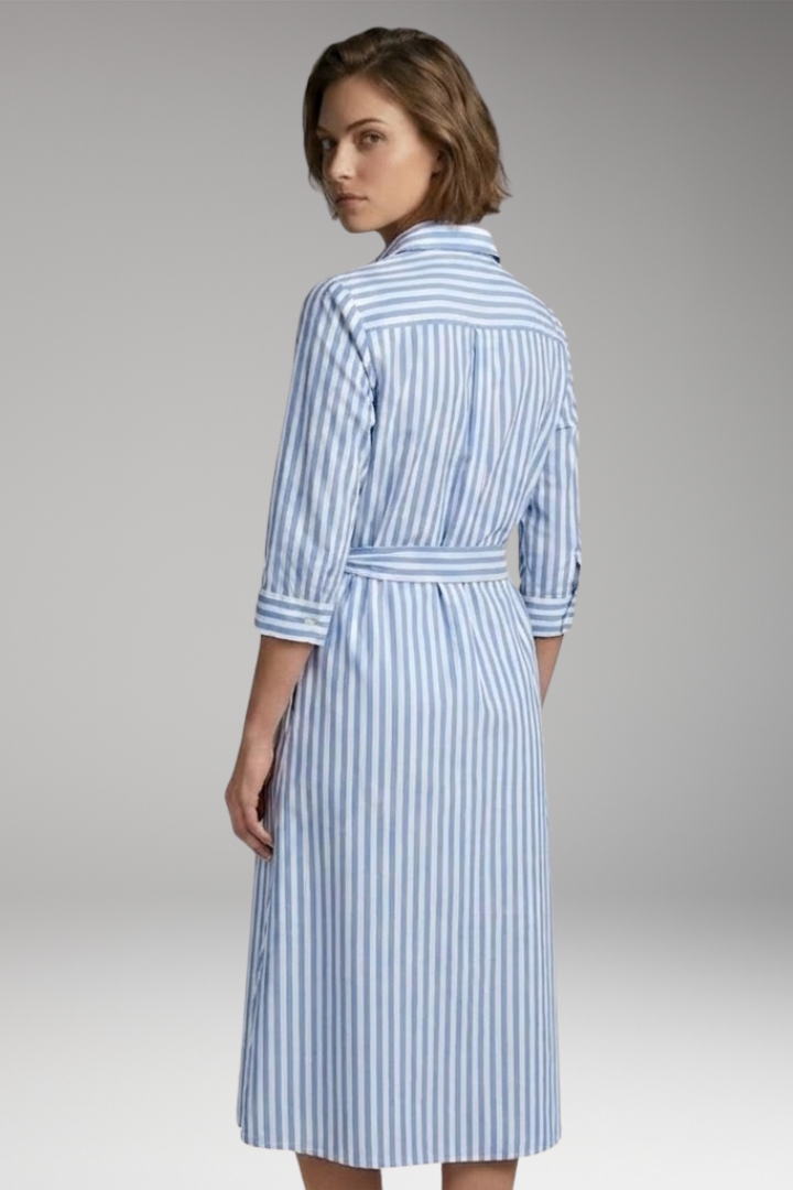 Women's Shirt Dress with Button Front and Striped Pattern