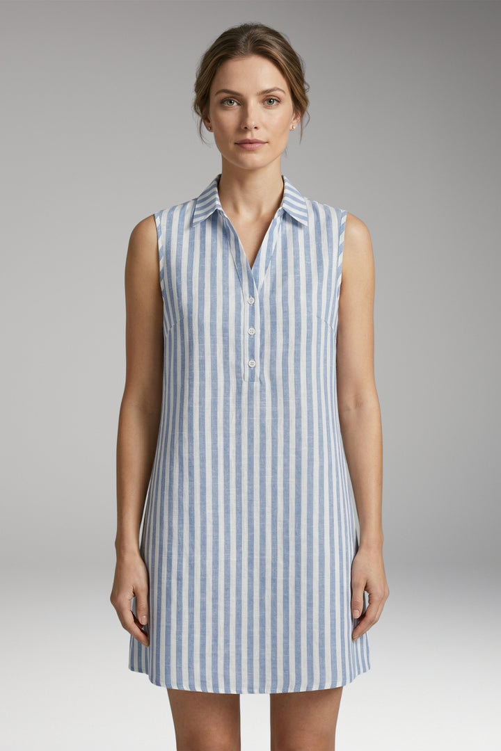 Women's Shirt Dress with Collar Neck and Button Front