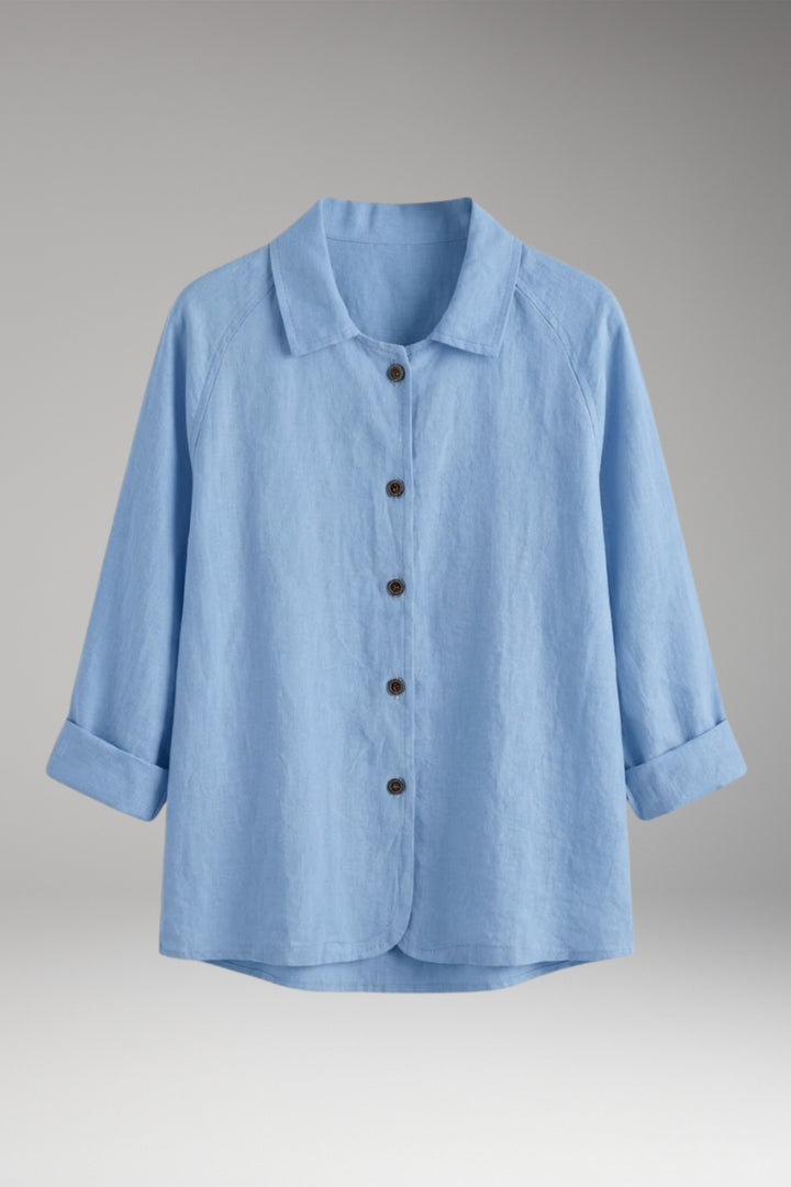 Women's Shirt with Button Closure and Rollable Sleeves