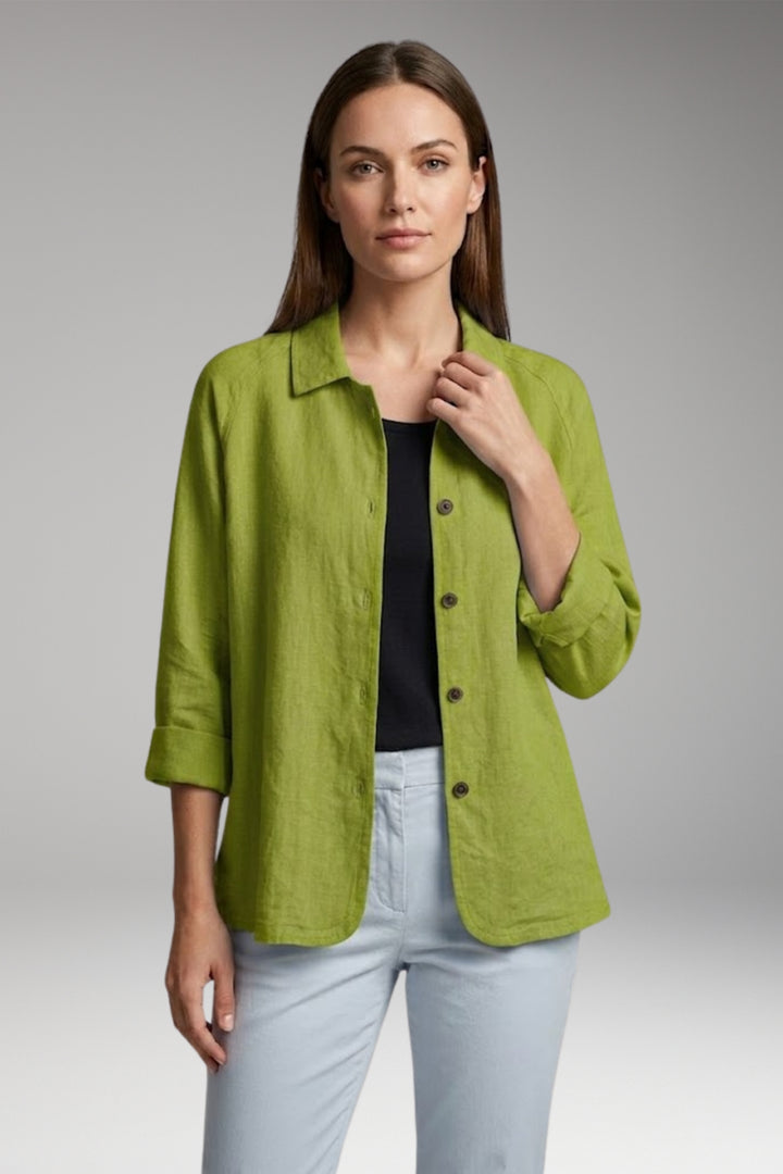 Women's Shirt with Button Closure and Rollable Sleeves
