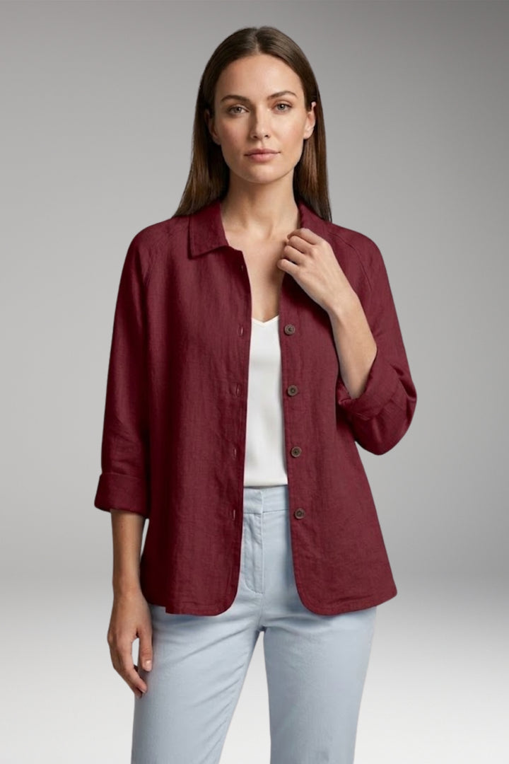 Women's Shirt with Button Closure and Rollable Sleeves