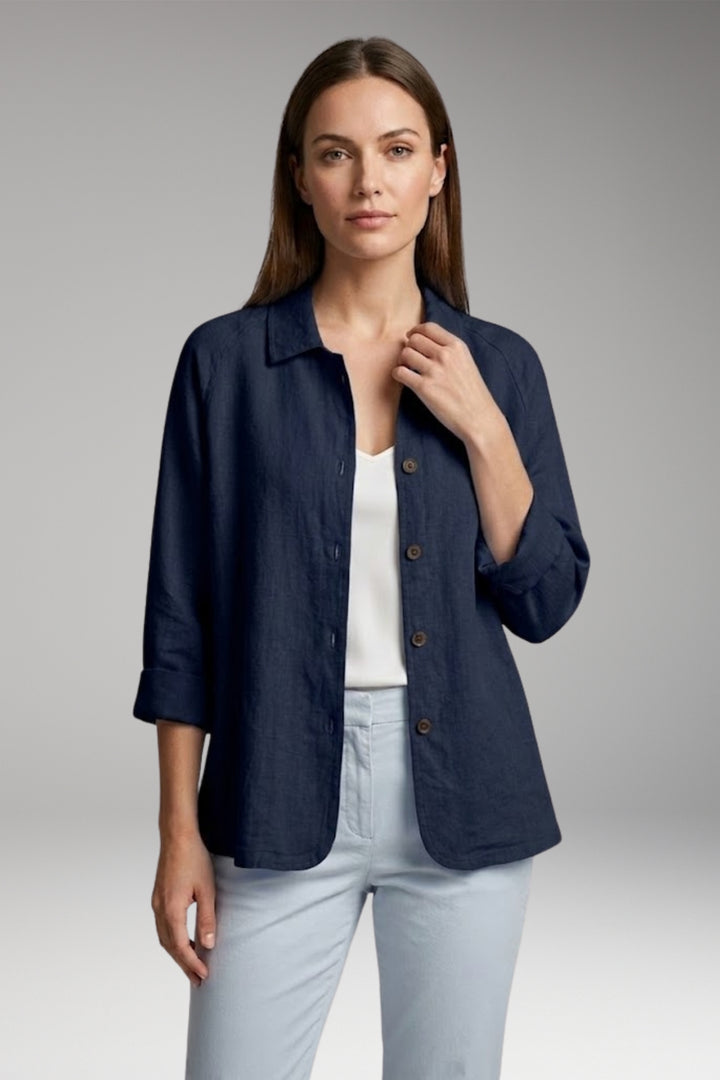 Women's Shirt with Button Closure and Rollable Sleeves