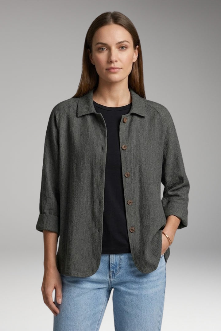 Women's Shirt with Button Closure and Rollable Sleeves