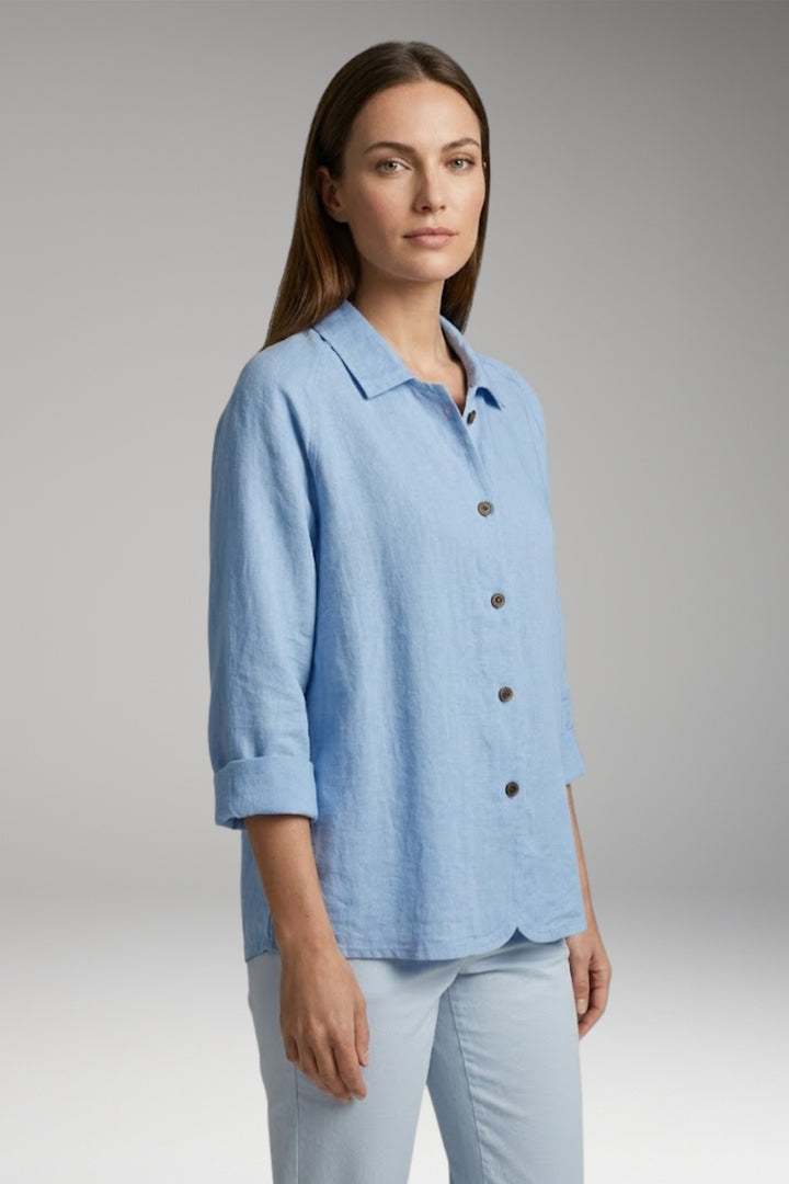 Women's Shirt with Button Closure and Rollable Sleeves