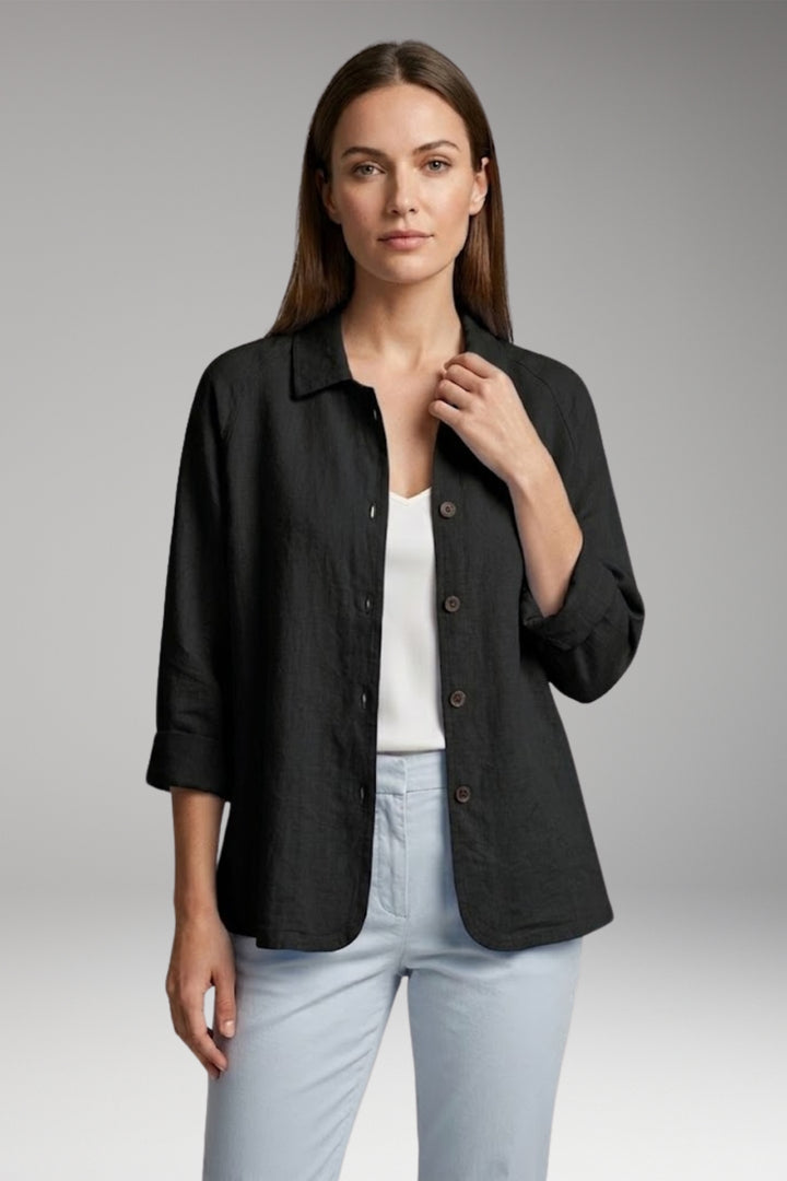 Women's Shirt with Button Closure and Rollable Sleeves