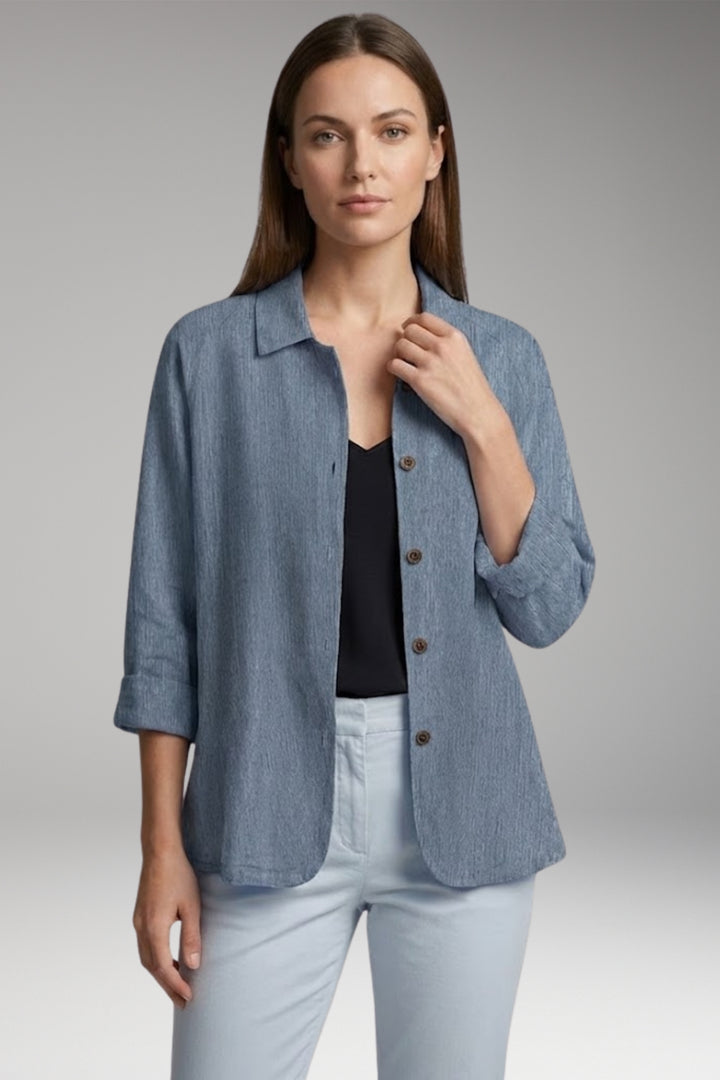 Women's Shirt with Button Closure and Rollable Sleeves