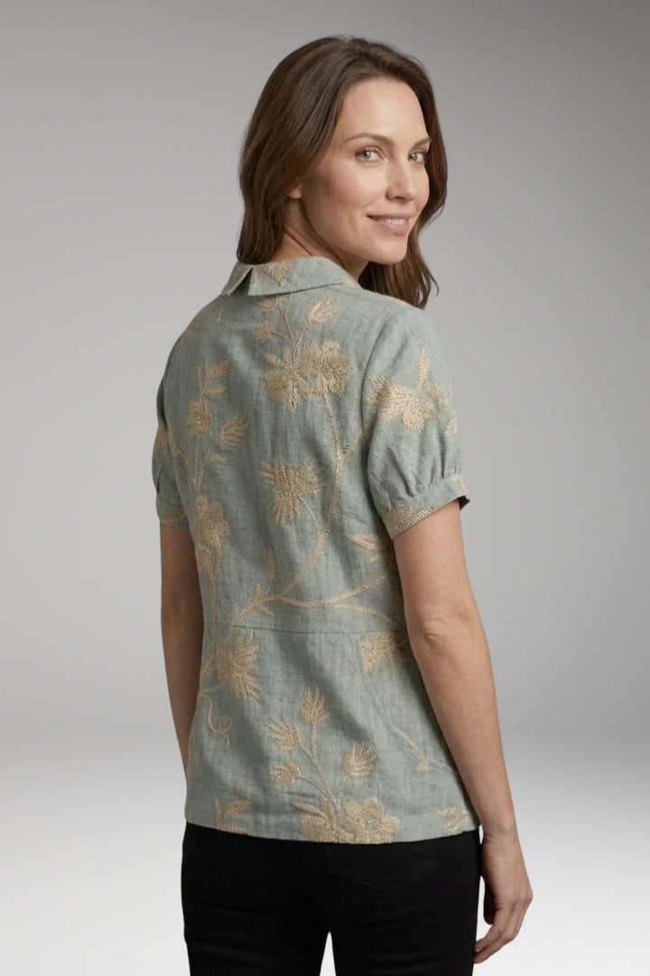 Women's Shirt with Collar Neckline and Short Sleeves