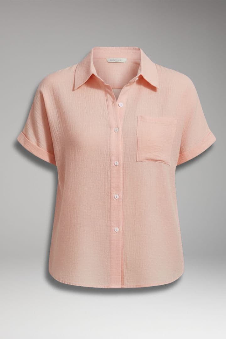 Women's Blouse with Button Closure and Chest Pocket