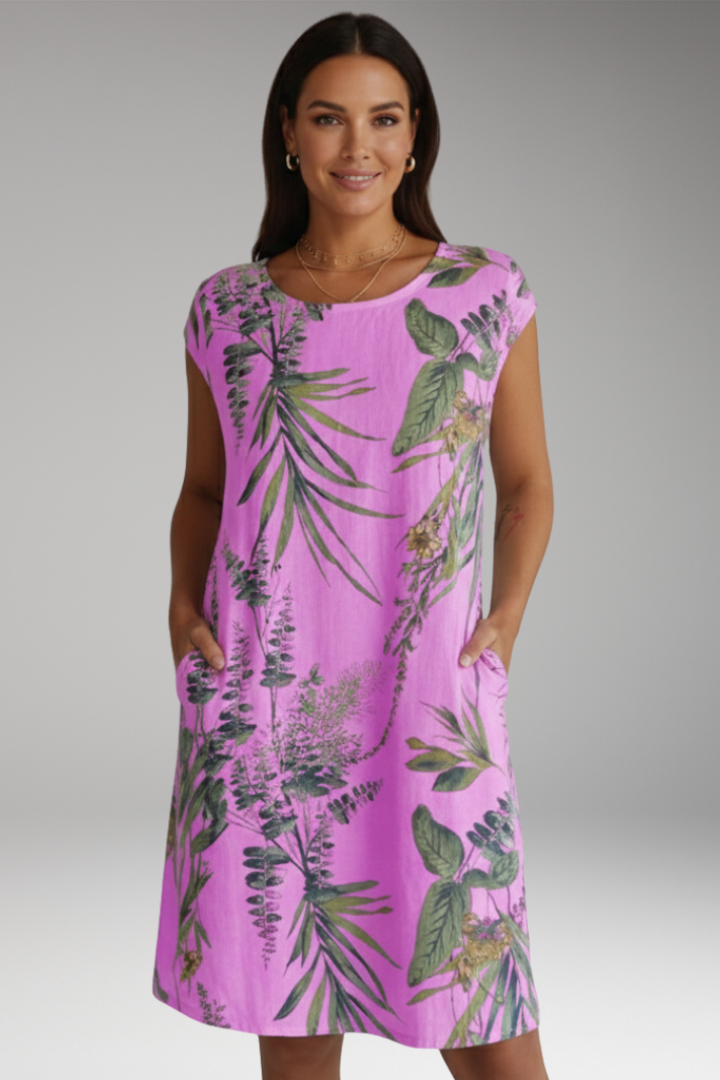 Women's Short Sleeve Dress with Side Pockets