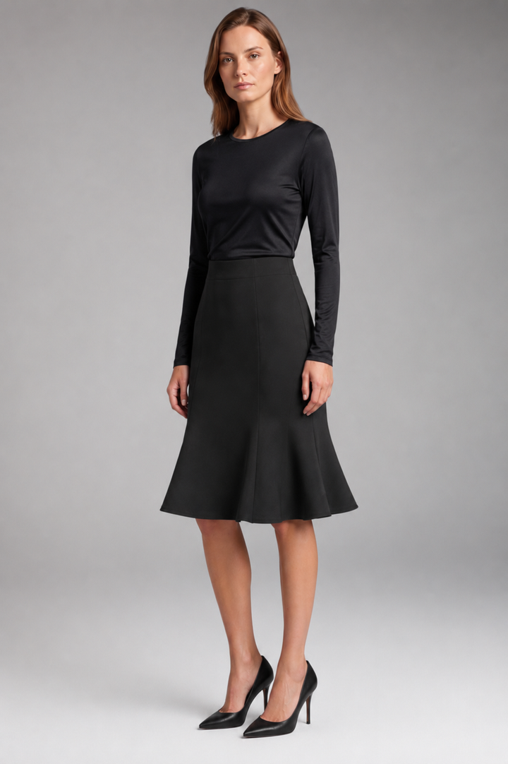 Women's Skirt with High-Waist and Knee-Length
