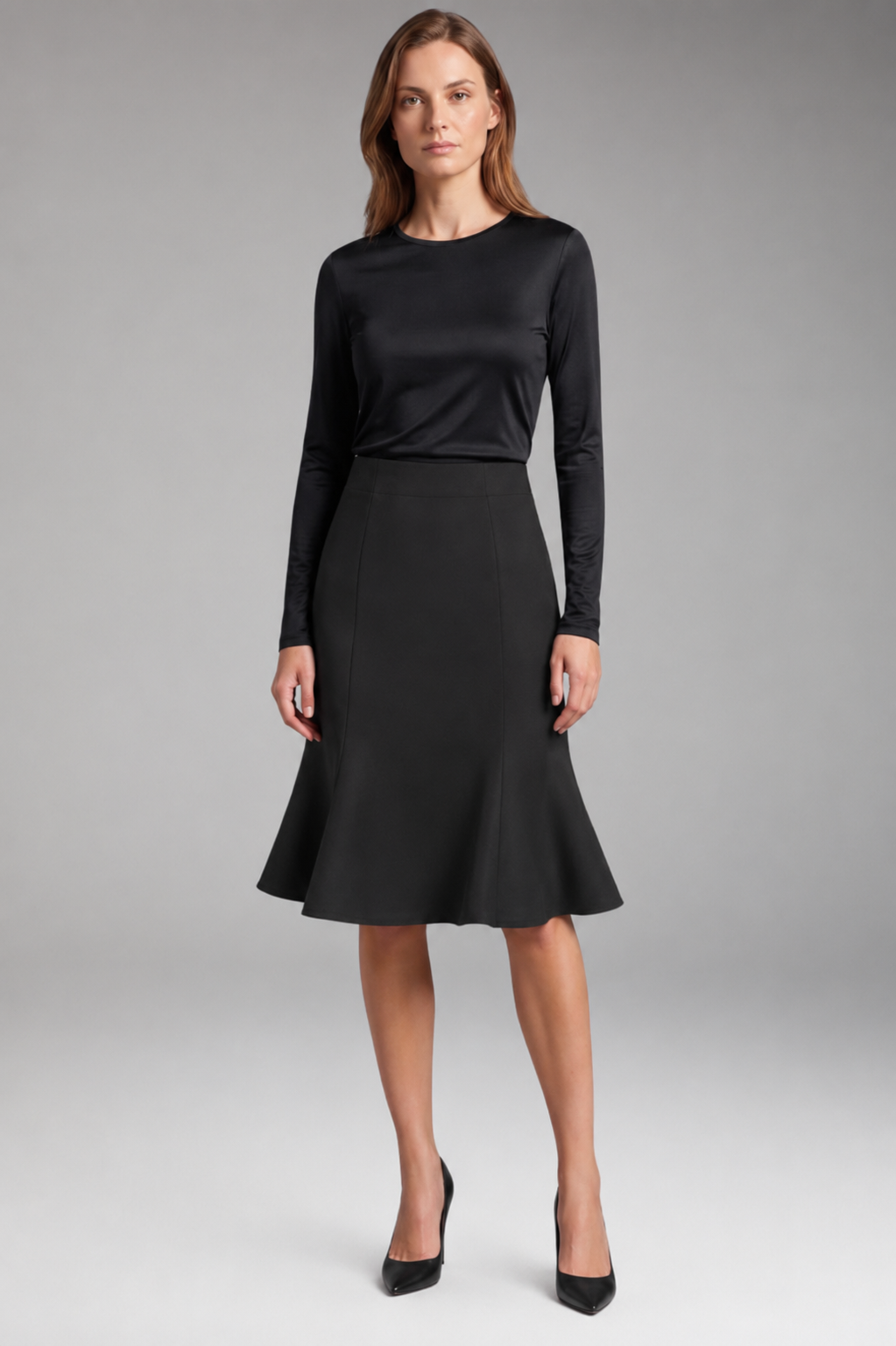 Women's Skirt with High-Waist and Knee-Length
