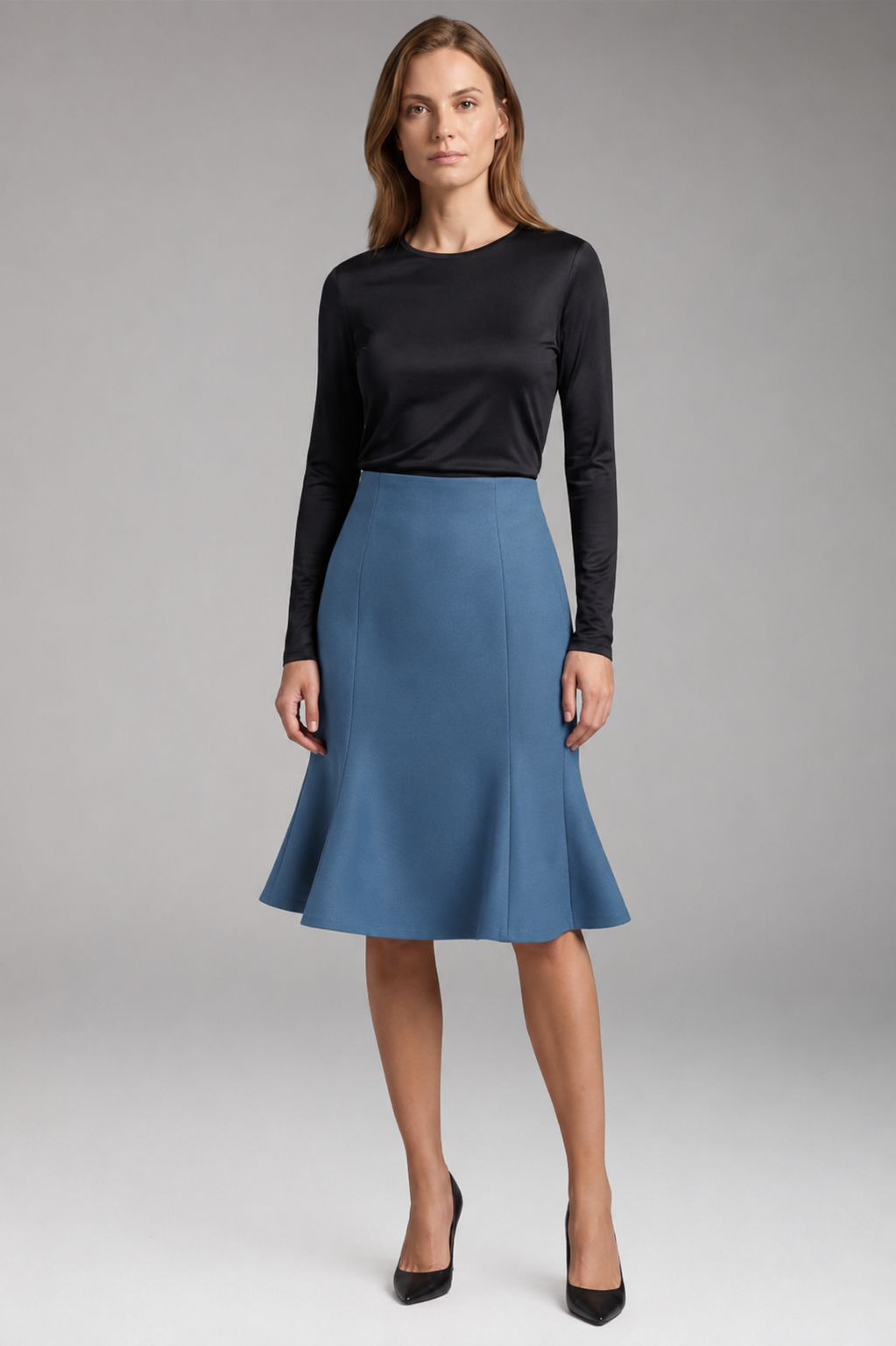 Women's Skirt with High-Waist and Knee-Length