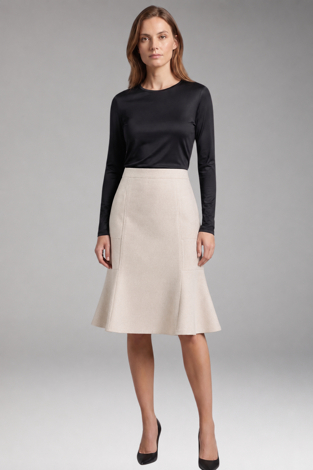 Women's Skirt with High-Waist and Knee-Length
