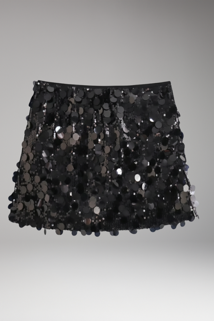 Women's Skirt with High Waist and Sequin Detail