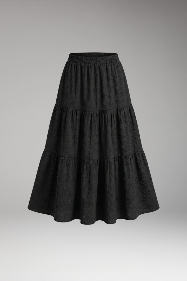 Women's Skirt with Tiered Layers and Elastic Waist