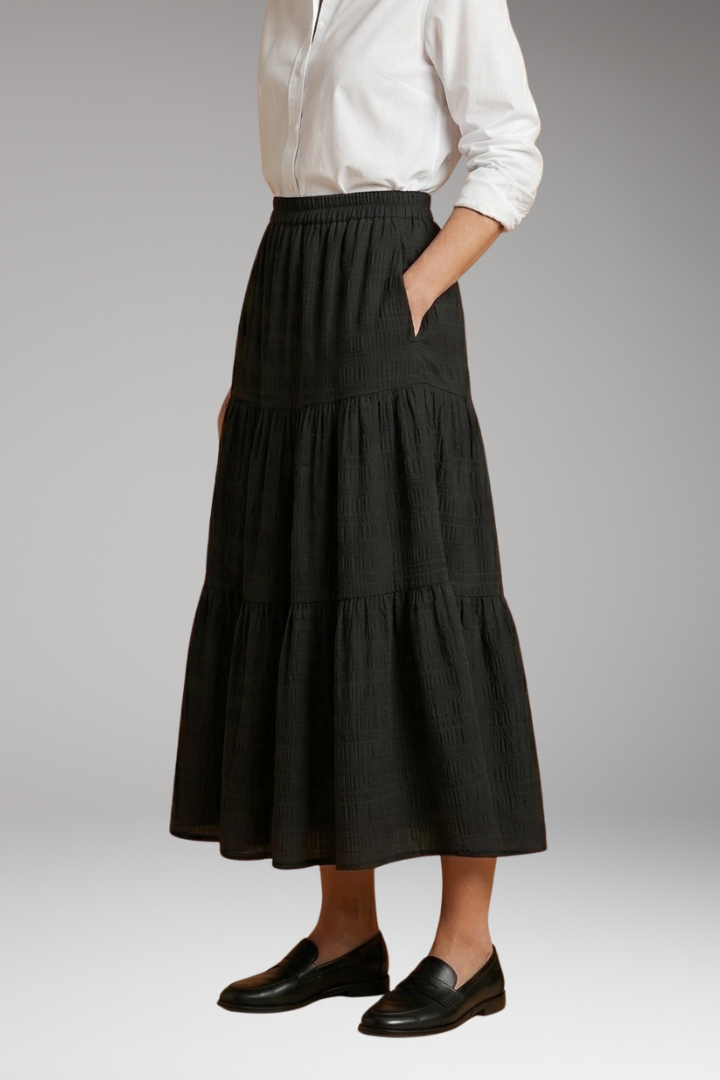 Women's Skirt with Tiered Layers and Elastic Waist