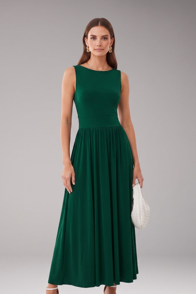 Women's Sleeveless Midi Dress with Pockets