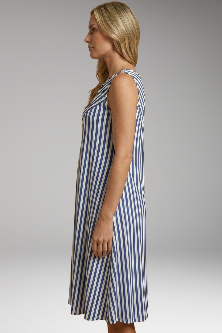 Women's Sleeveless Striped Summer Midi Dress with Breathable Fabric