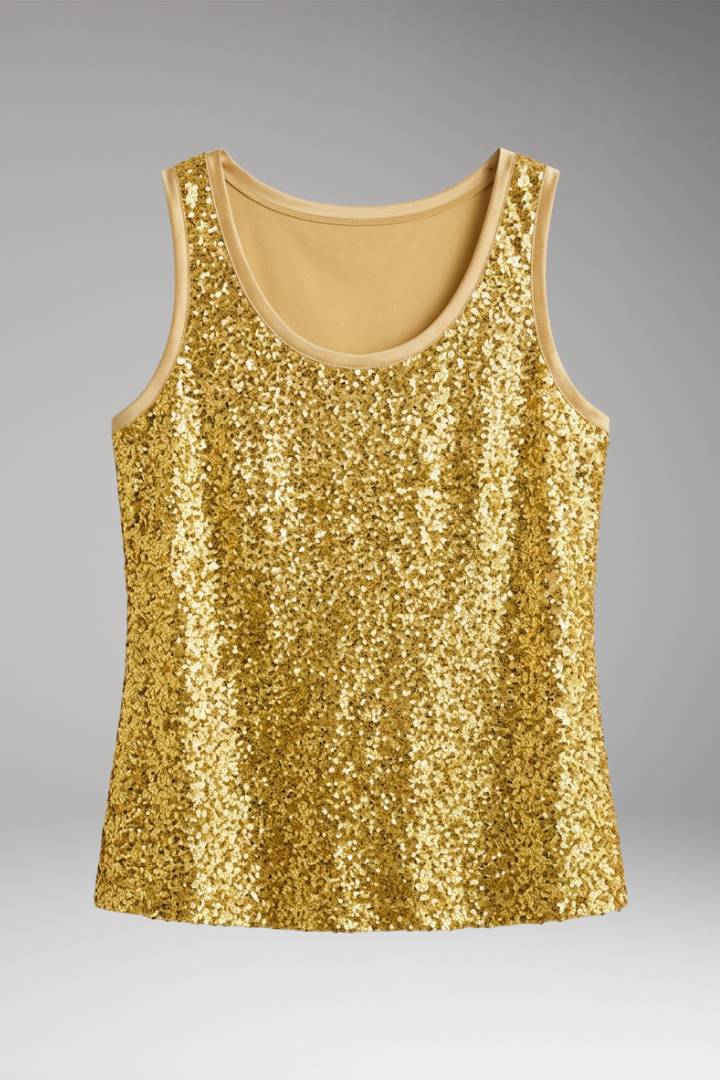 Women's Sleeveless Top with Round Neck and Textured Surface