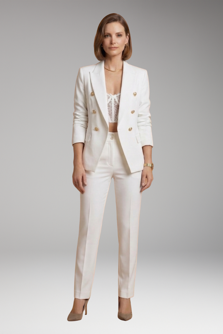 Women's Suit Set with Blazer and Straight-Leg Trousers