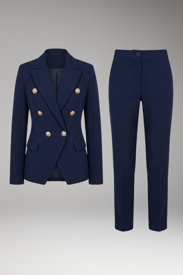 Women's Suit Set with Blazer and Straight-Leg Trousers