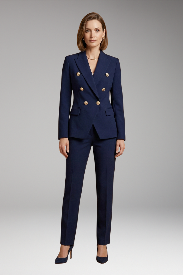 Women's Suit Set with Blazer and Straight-Leg Trousers