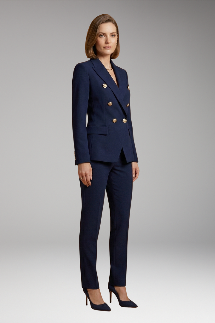 Women's Suit Set with Blazer and Straight-Leg Trousers