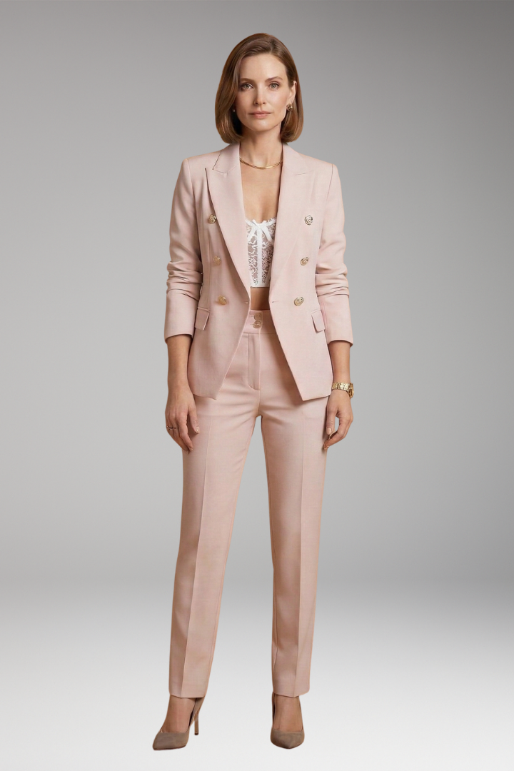 Women's Suit Set with Blazer and Straight-Leg Trousers