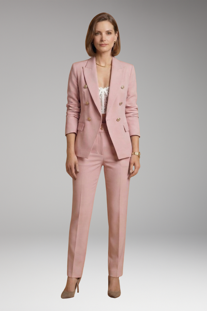 Women's Suit Set with Blazer and Straight-Leg Trousers