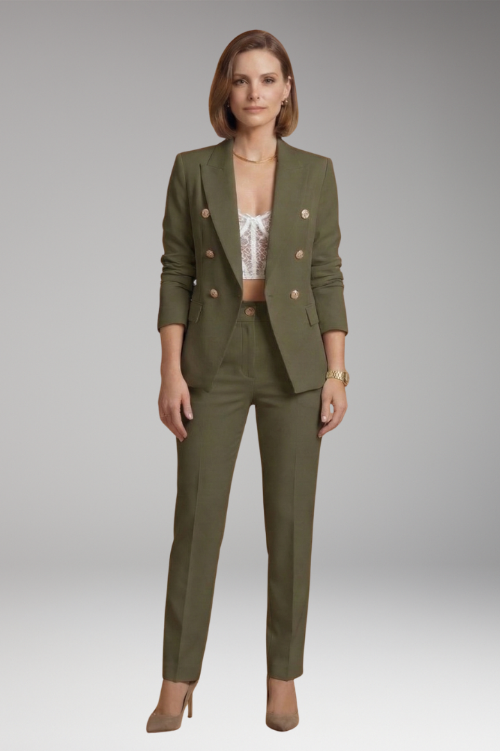 Women's Suit Set with Blazer and Straight-Leg Trousers
