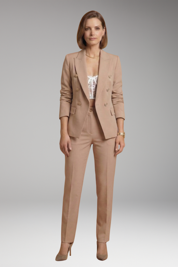 Women's Suit Set with Blazer and Straight-Leg Trousers