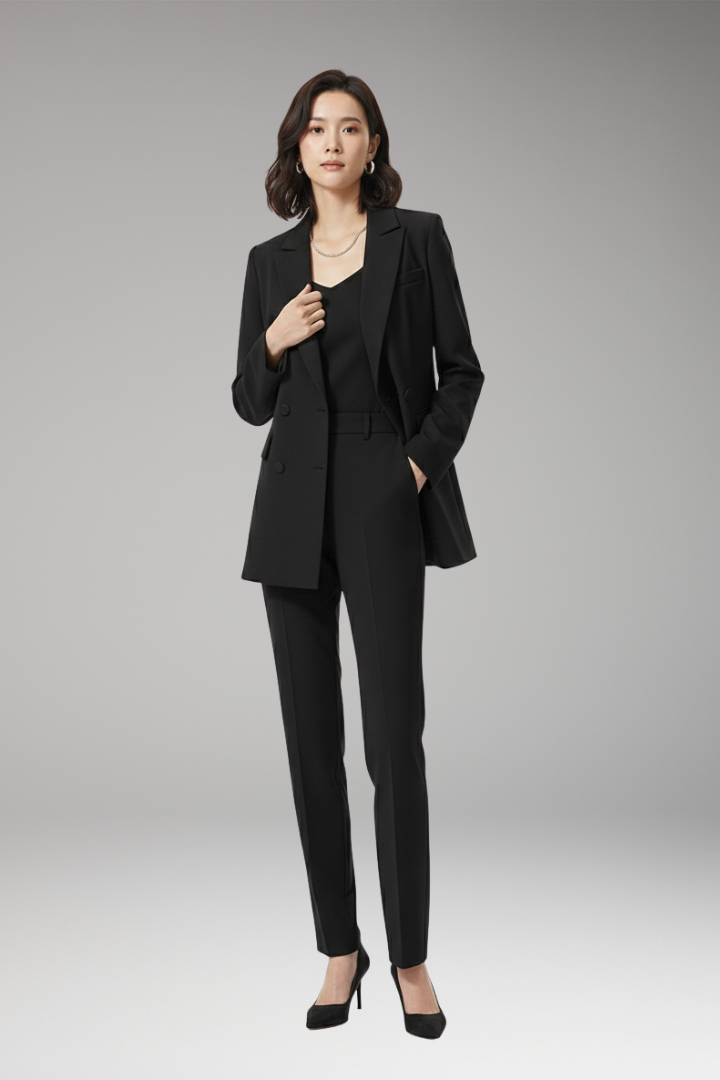Women's Suit Set with Blazer and Straight Trousers