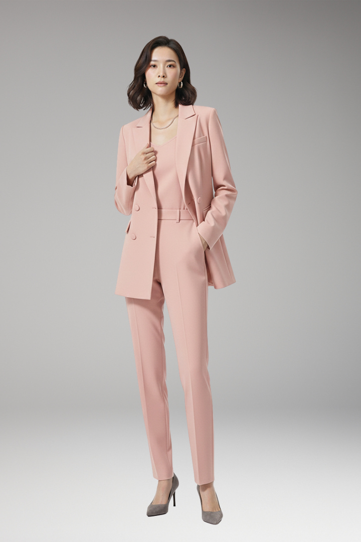 Women's Suit Set with Blazer and Straight Trousers