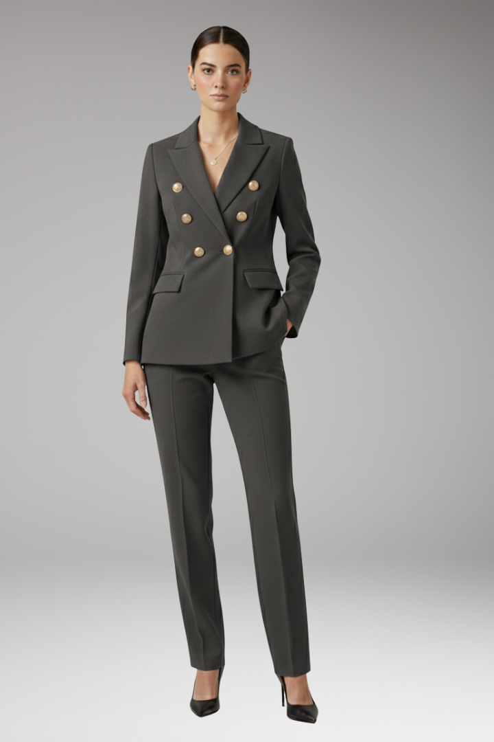 Women's Suit with Notched-Lapel Jacket and Straight Trousers