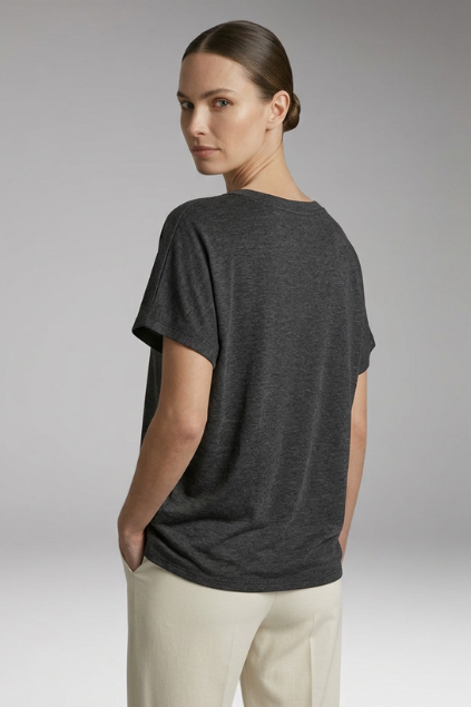 Women's Summer T-Shirt with V-Neck and Loose Fit